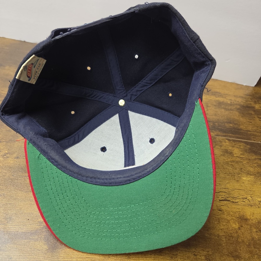 Vintage Pepsi Cola Globe Logo Snapback Hat Navy Red Green Underbrim Otto Cap 90s - Picture 6 of 7